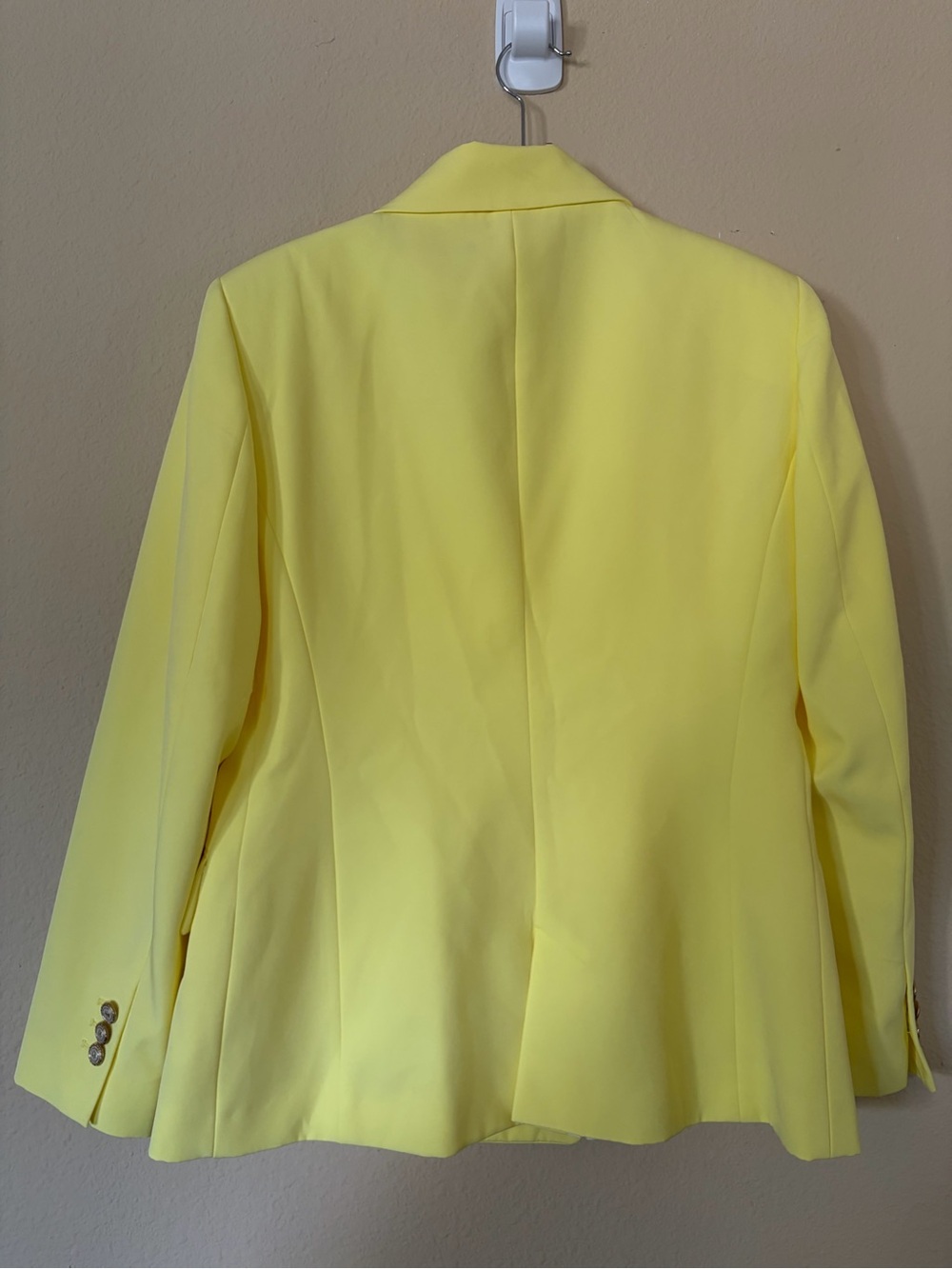 NWT Zara Double-Breasted Women's Blazer Jacket in Pale Yellow Large - Picture 8 of 8